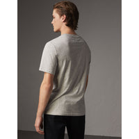PALE GREY MELANGE T-shirt en coton avec appliqué dessiné
