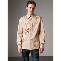 SAND Chemise militaire en coton à imprimé humoristique
