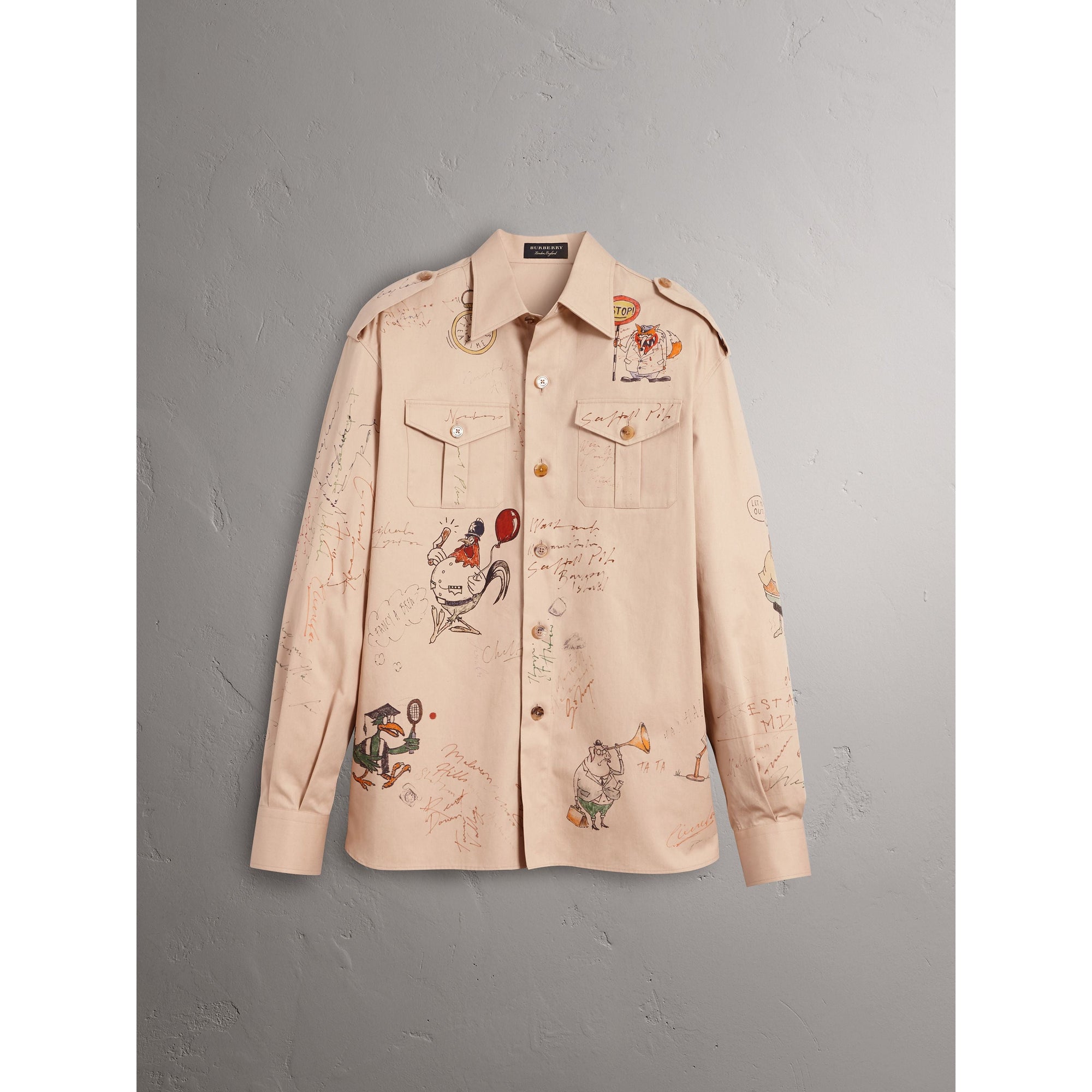 SAND Chemise militaire en coton à imprimé humoristique