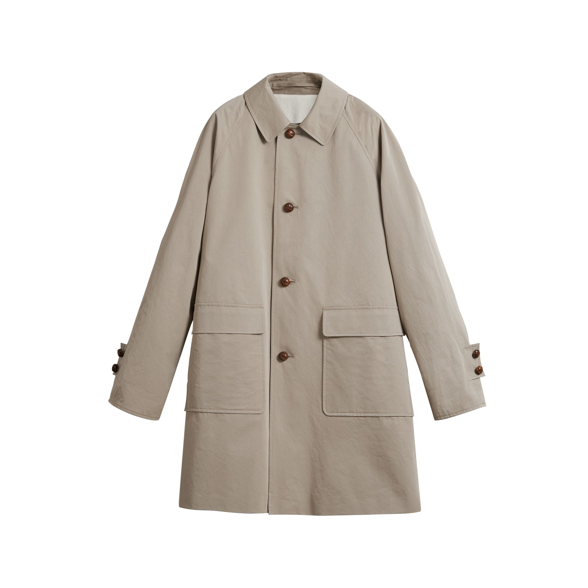 KHAKI Paletot en gabardine de coton cirée revisité