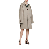 KHAKI Paletot en gabardine de coton cirée revisité