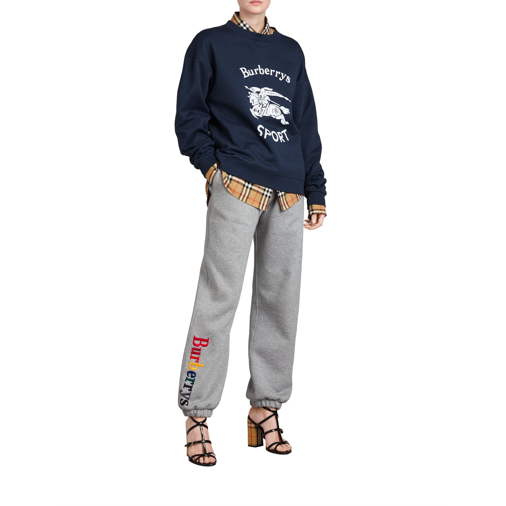 GREY MELANGE Pantalon de survêtement en jersey avec logo d'archive