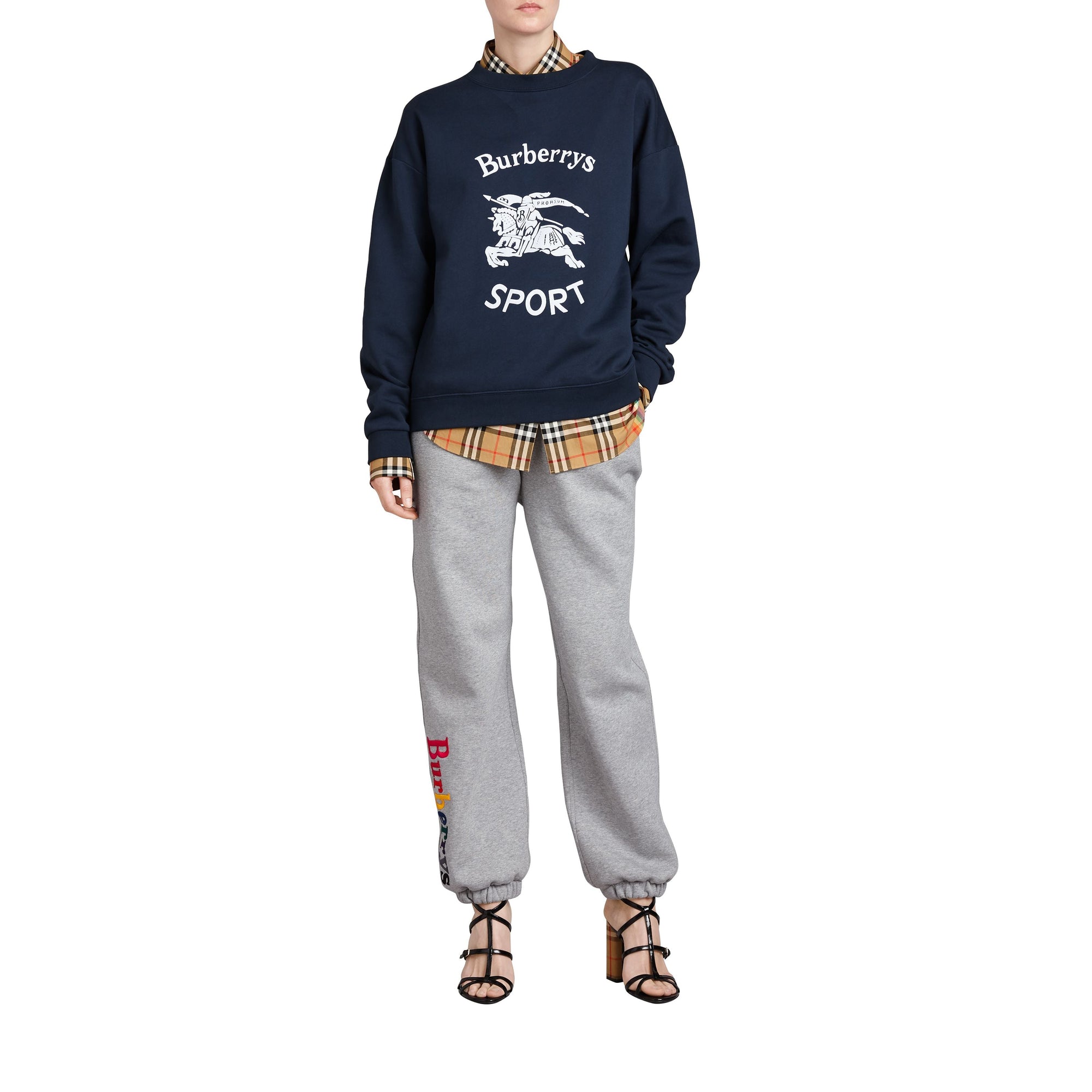 GREY MELANGE Pantalon de survêtement en jersey avec logo d'archive