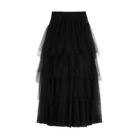 BLACK Jupe à volants en tulle filet ajouré