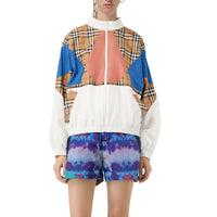 WHITE Veste de survêtement en soie à empiècement Vintage check