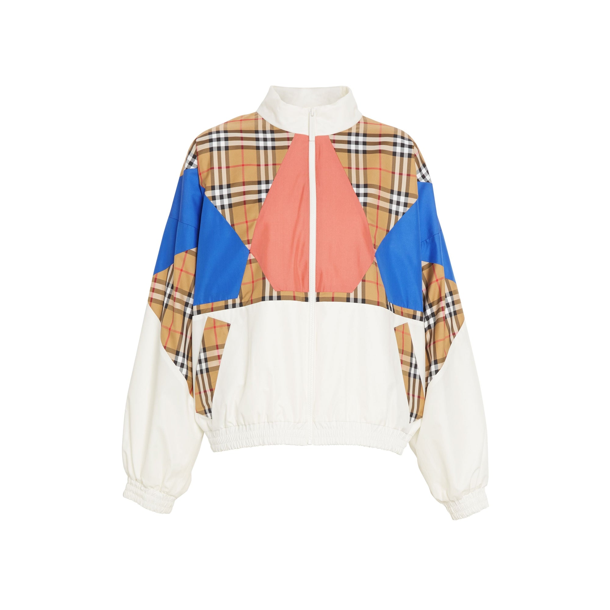 WHITE Veste de survêtement en soie à empiècement Vintage check