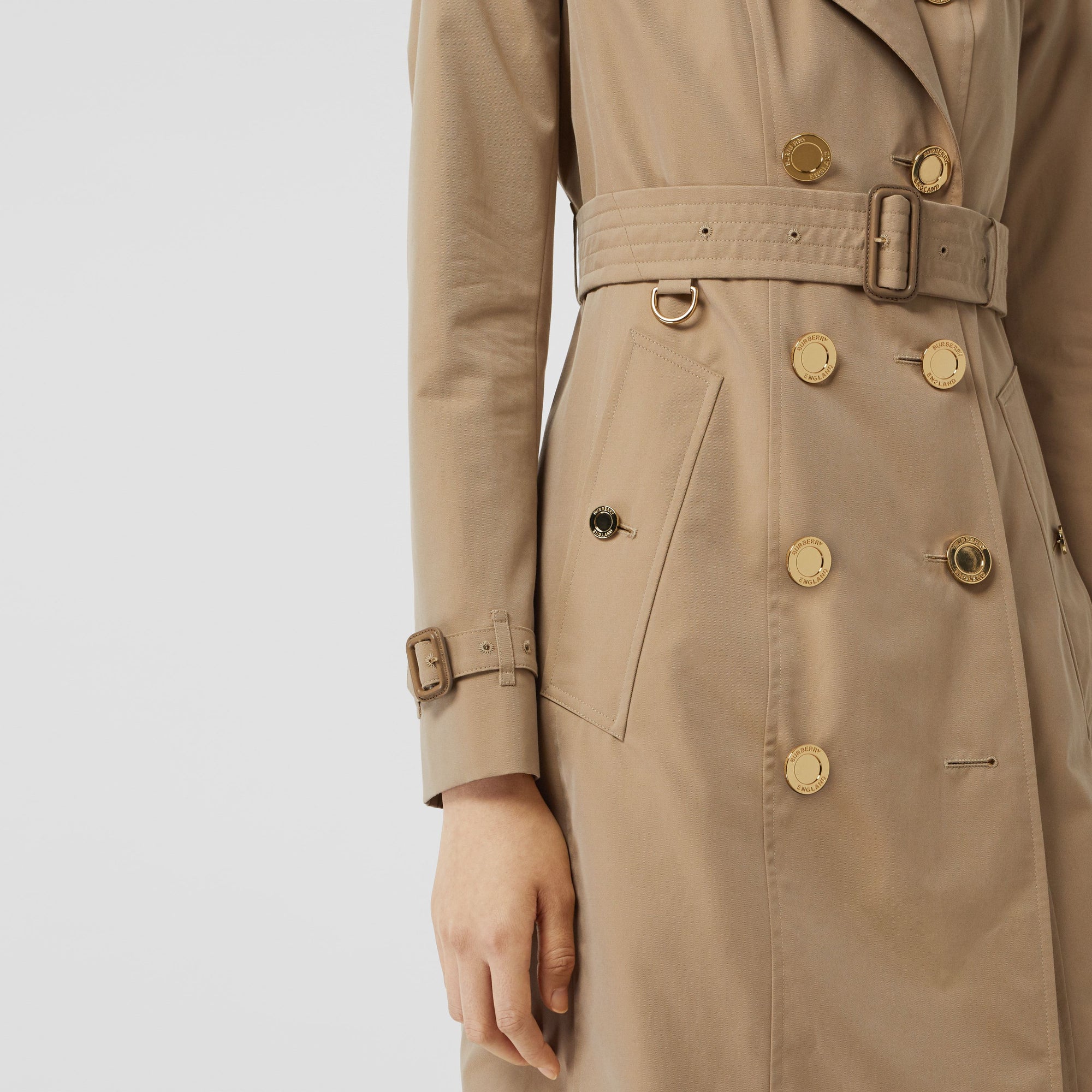 Trench en gabardine de coton avec boutons dorés - Miel