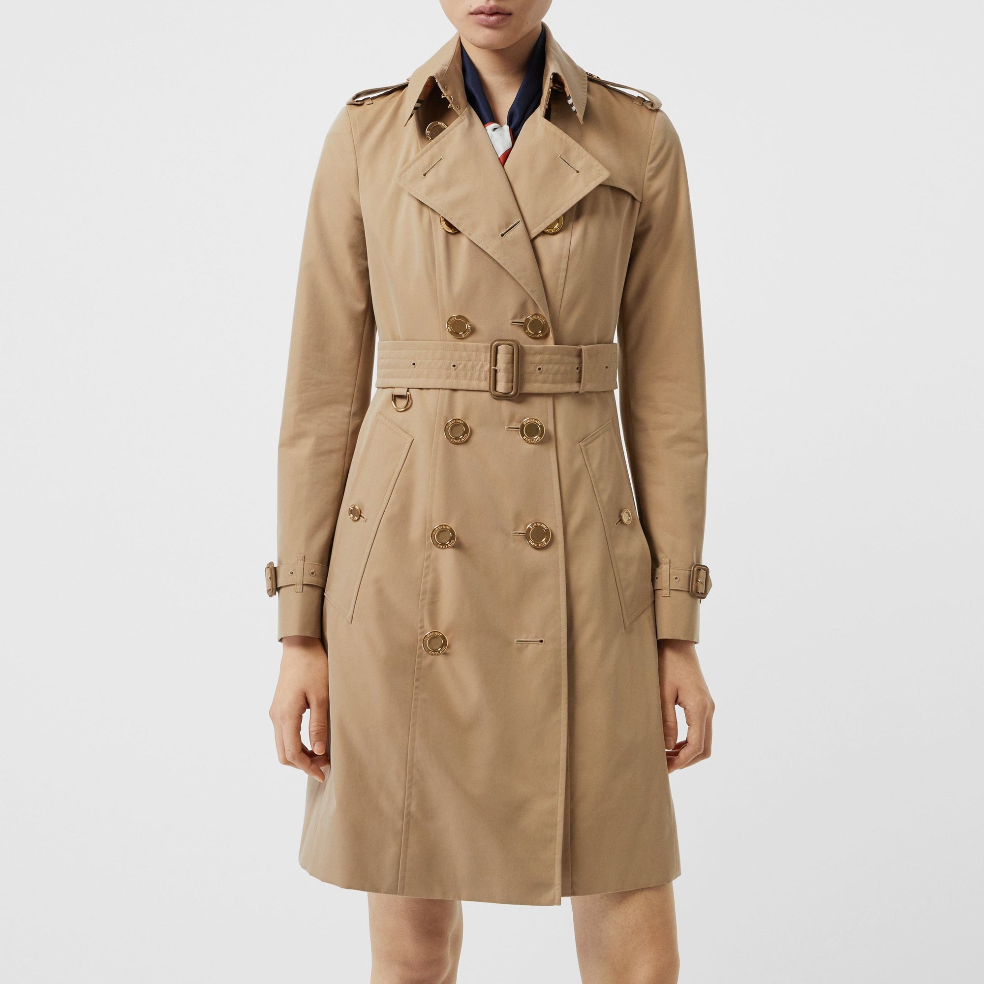 Trench en gabardine de coton avec boutons dorés - Miel