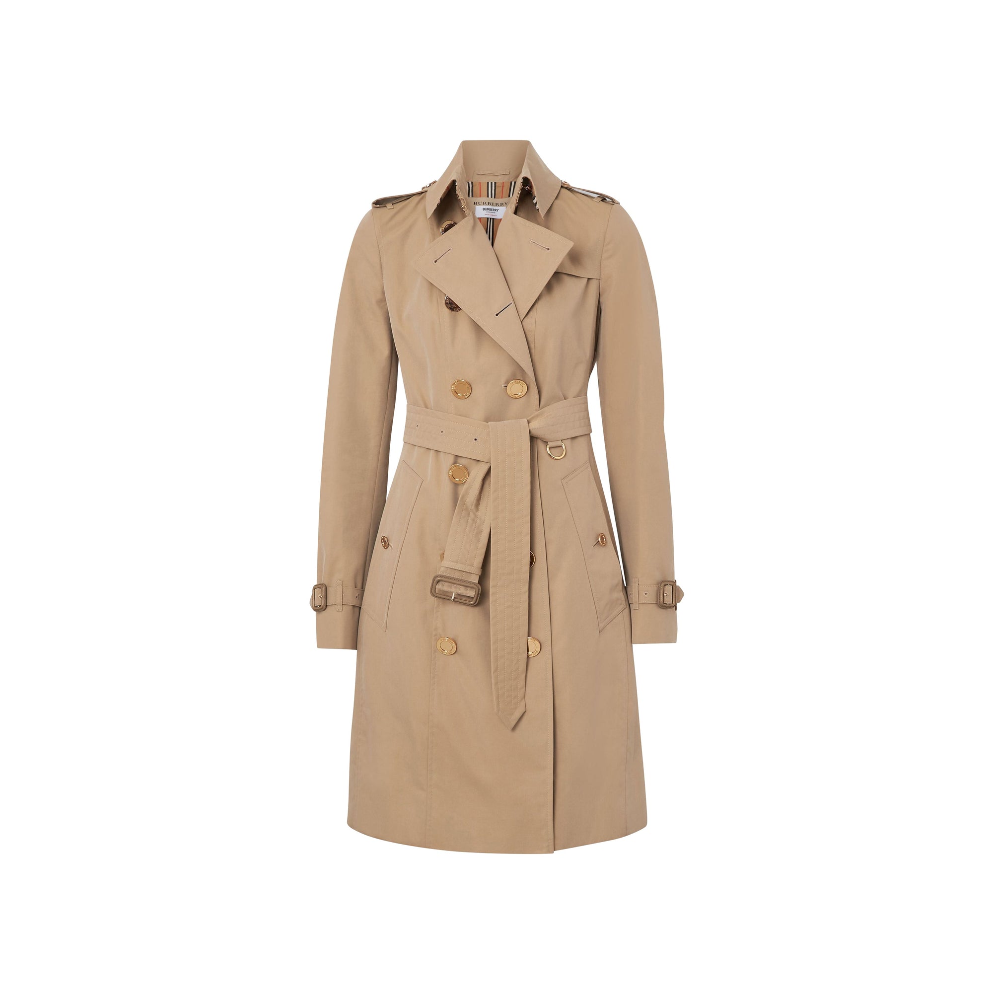 Trench en gabardine de coton avec boutons dorés - Miel