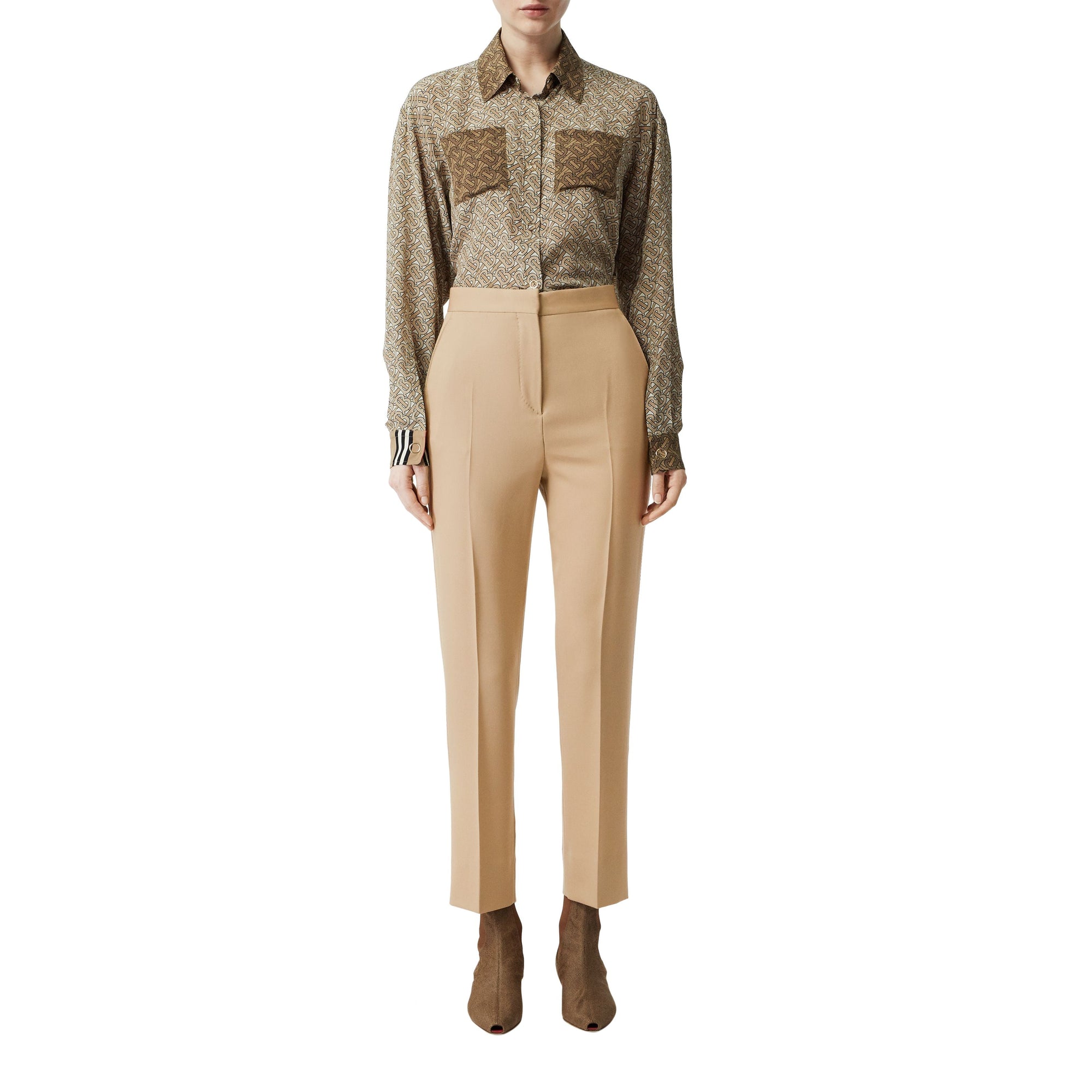 Pantalon ajusté en laine - Miel