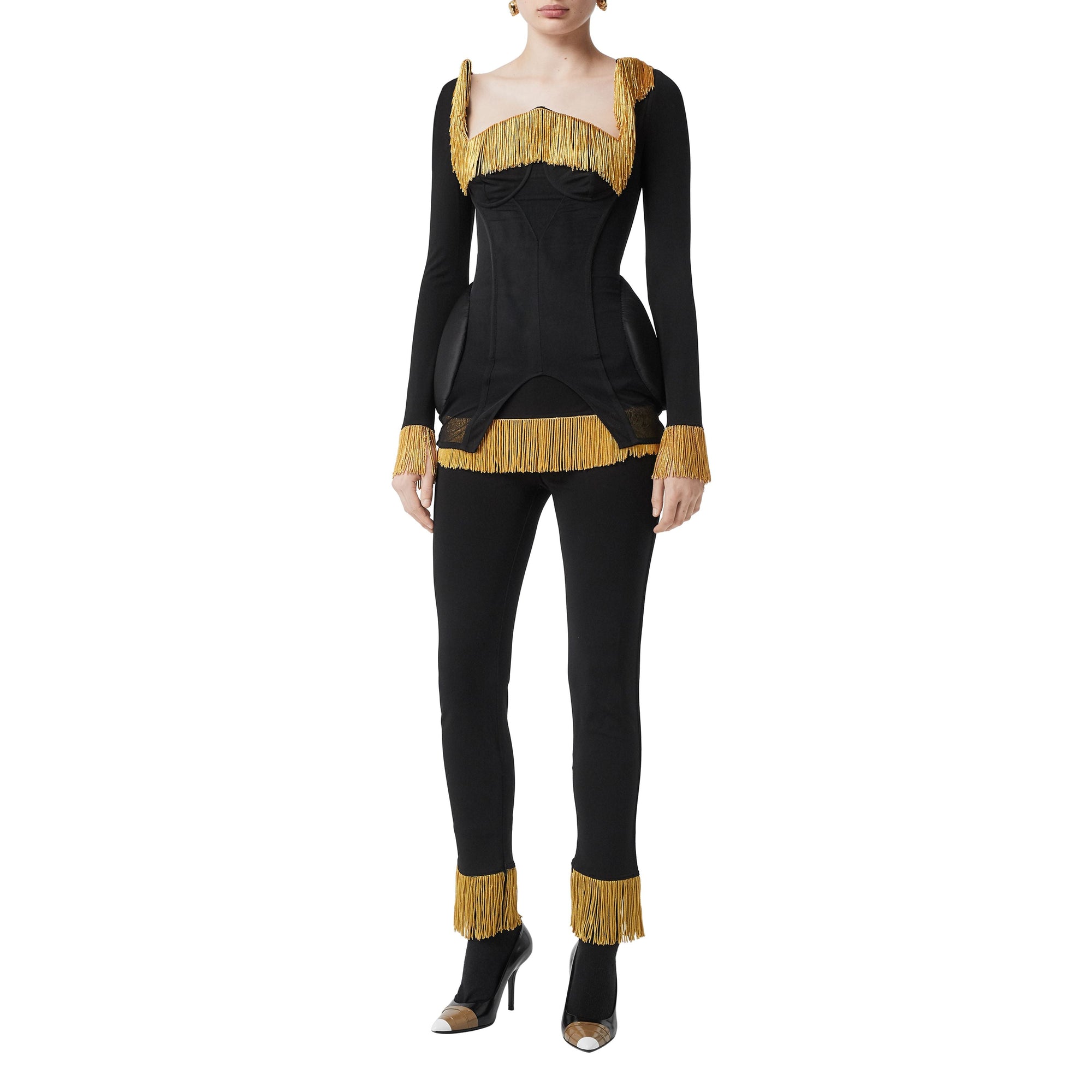 Corset rembourré panneau de soie mesh - Noir