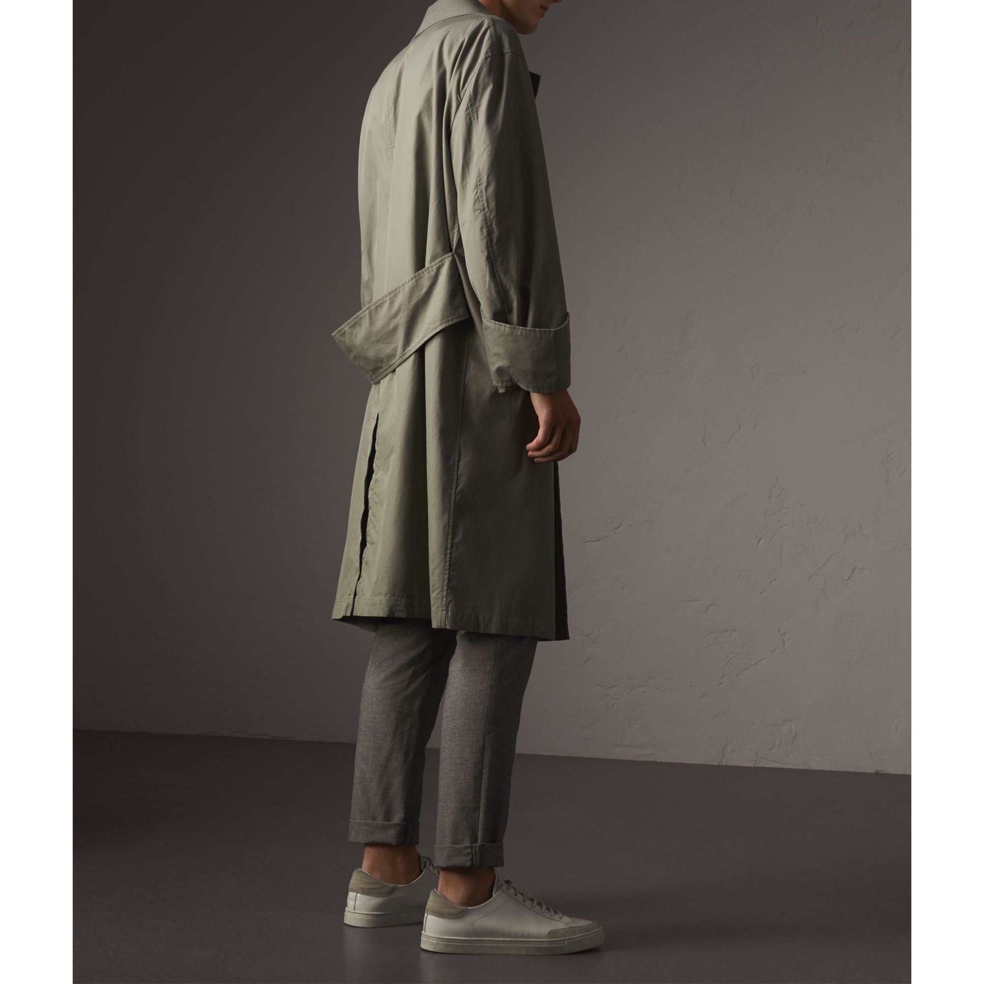 Paletot unisexe en gabardine tropicale avec poignets surdimensionnés - Vert ardoise