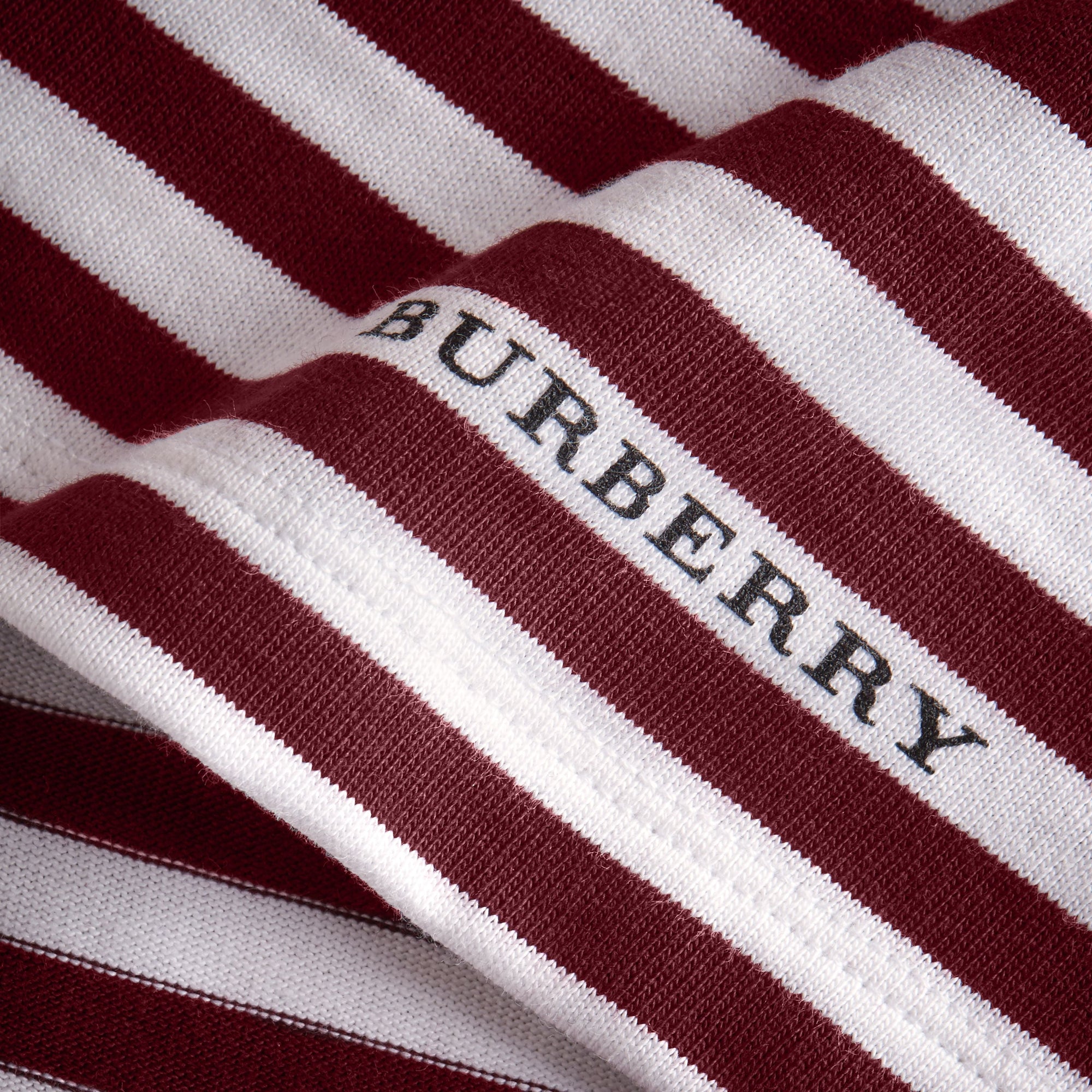 BURGUNDY/WHITE T-shirt marinière en coton avec appliqué en dentelle