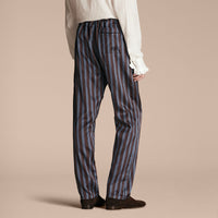 NAVY Pantalon de style pyjama en soie et coton à rayures