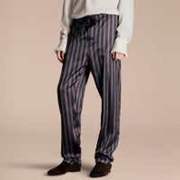NAVY Pantalon de style pyjama en soie et coton à rayures