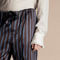NAVY Pantalon de style pyjama en soie et coton à rayures