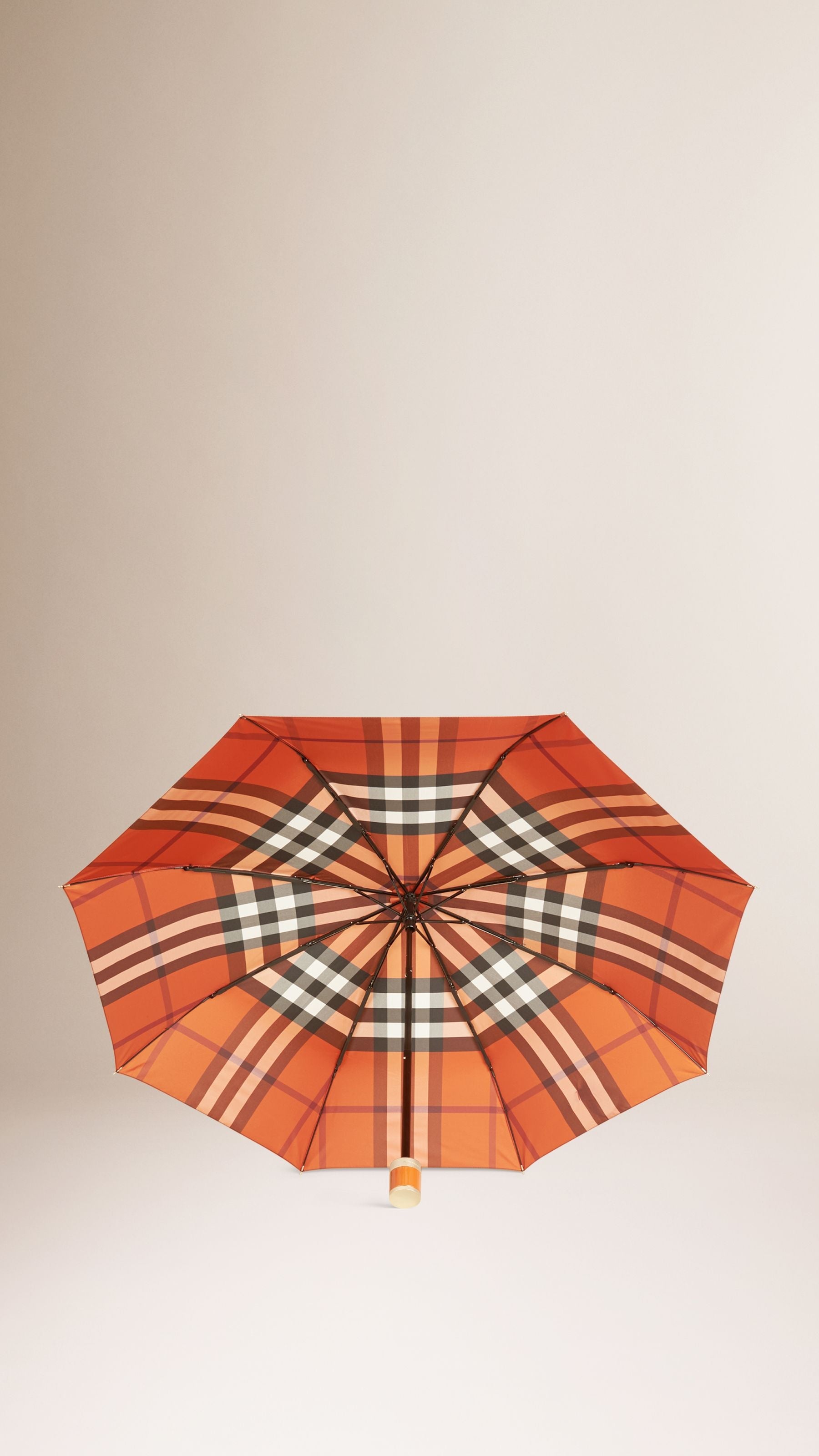 BURNT ORANGE Parapluie télescopique à motif check