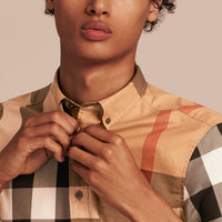 CAMEL Chemise en coton à manches courtes avec motif check