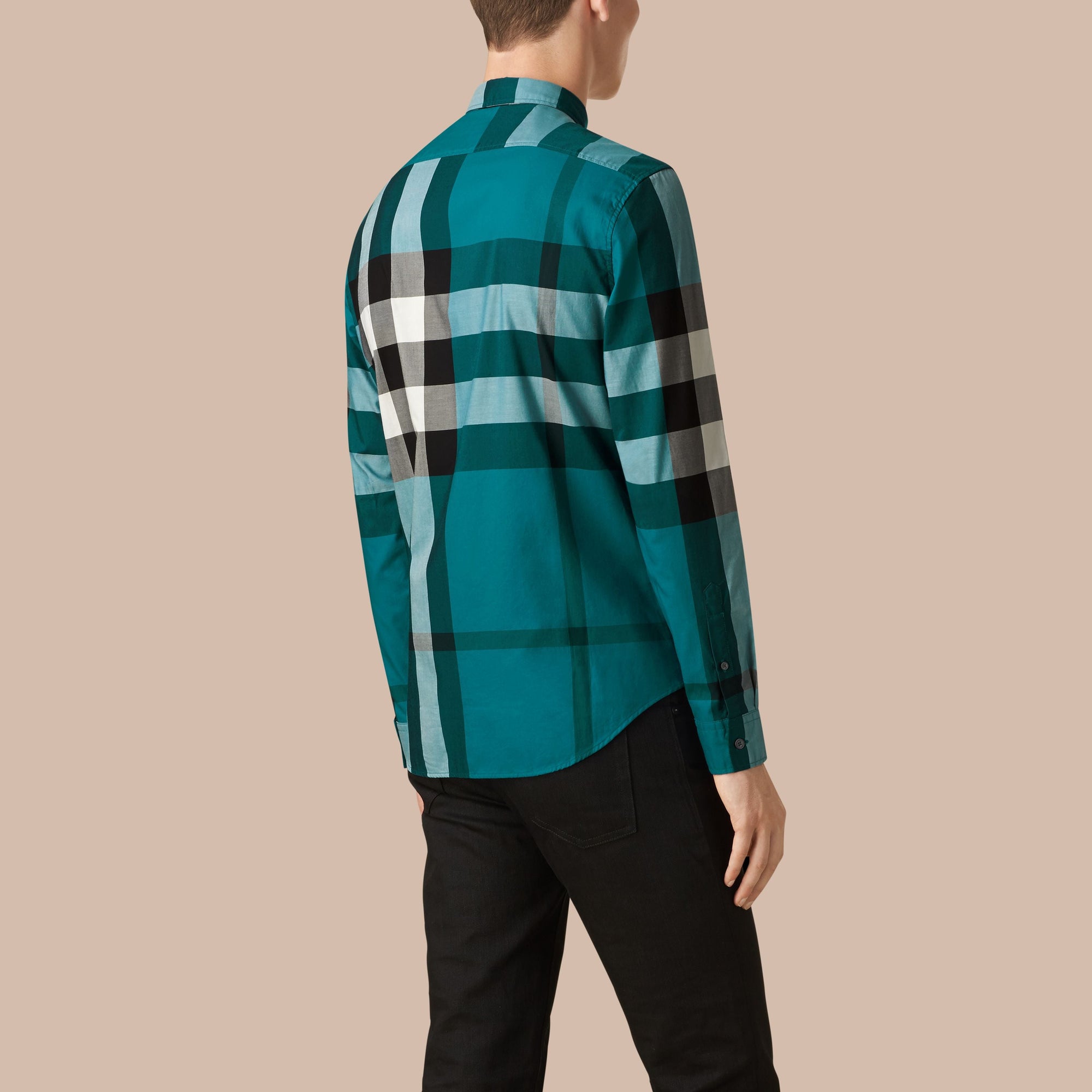 DARK AQUA Chemise en coton à motif check