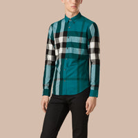 DARK AQUA Chemise en coton à motif check