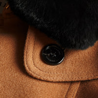 Trench-coat en laine et cachemire avec col en fourrure - Camel