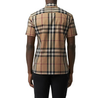 CAMEL Chemise en coton extensible à manches courtes avec motif check