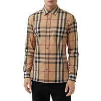 CAMEL Chemise en coton extensible à motif check