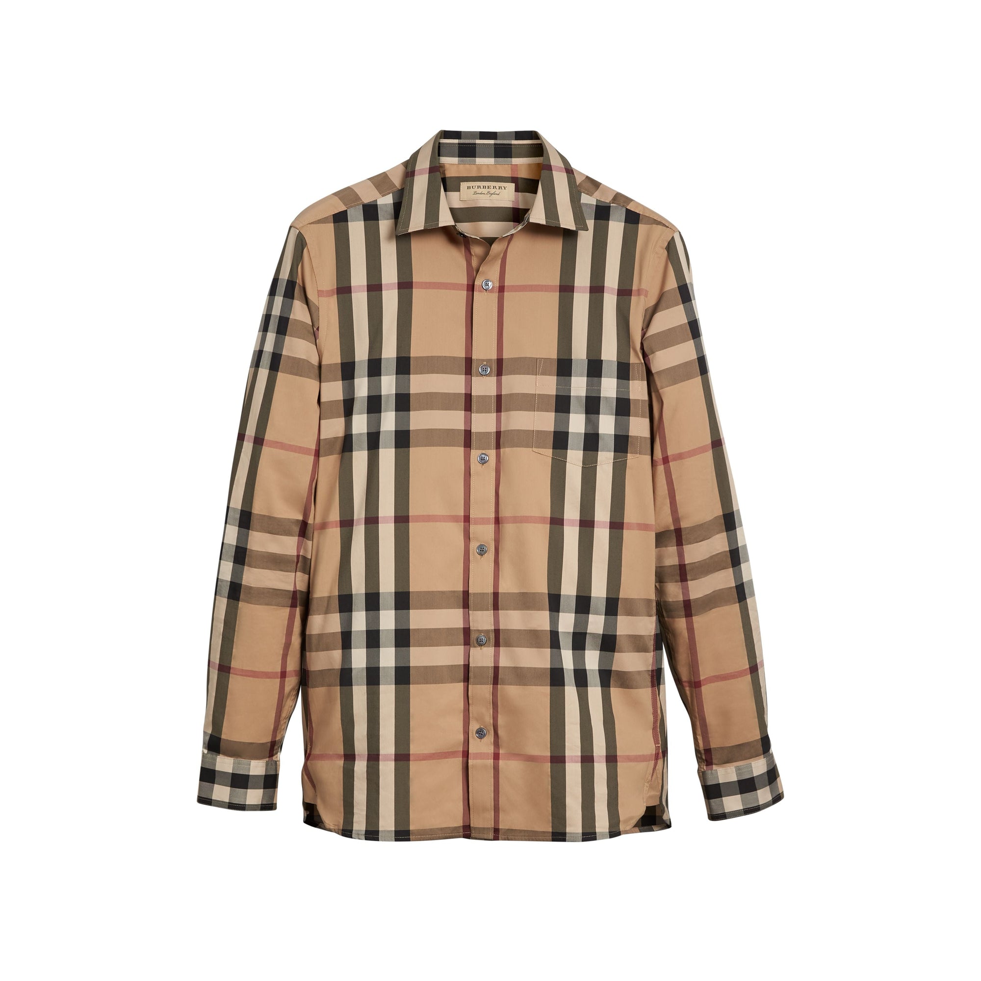 CAMEL Chemise en coton extensible à motif check