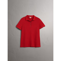 MILITARY RED Polo en piqué de coton extensible avec éléments check