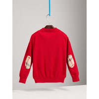 MILITARY RED Cardigan bomber en coton avec coudières à motif check