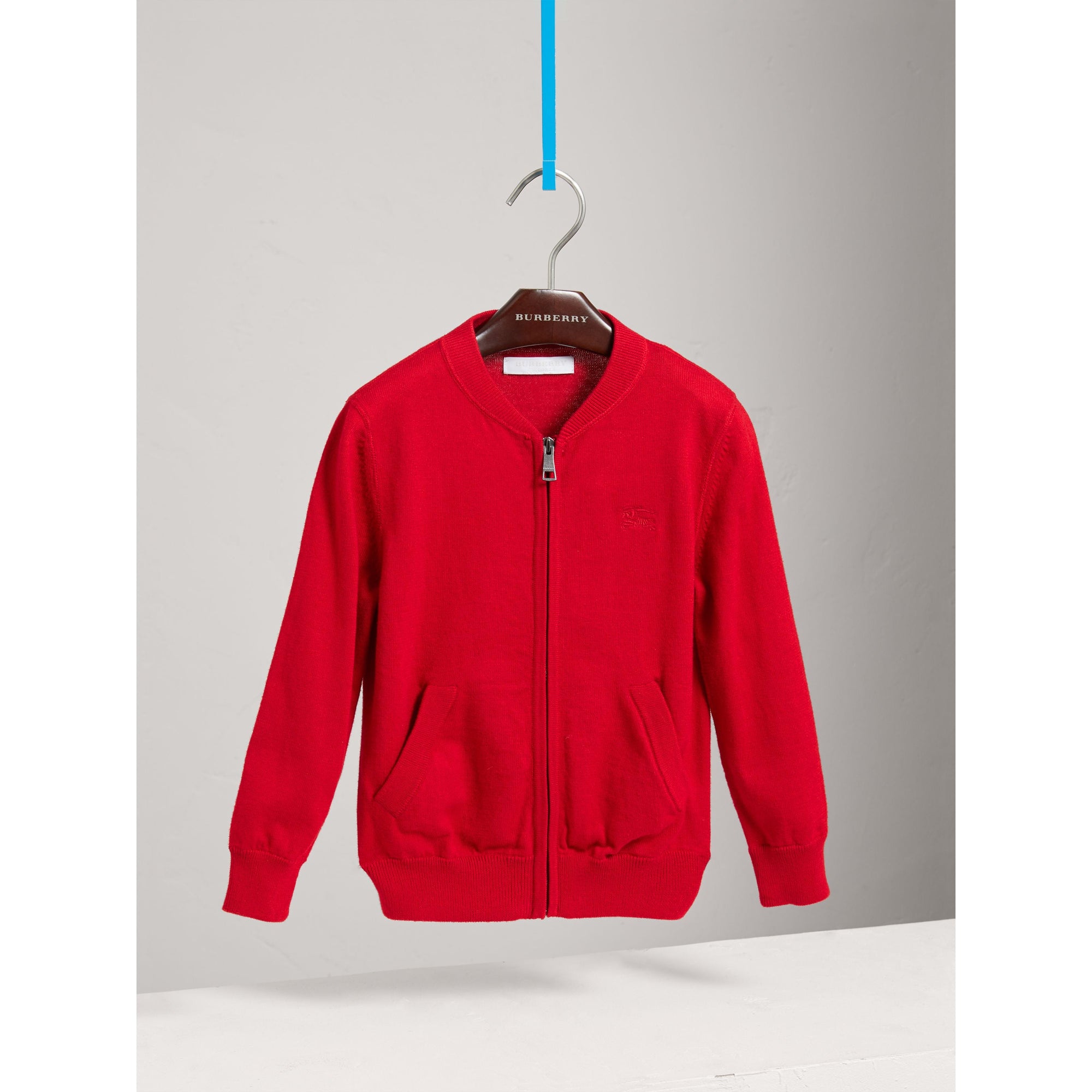 MILITARY RED Cardigan bomber en coton avec coudières à motif check