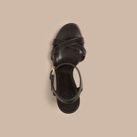 BLACK Sandales compensées en cuir avec motif House check