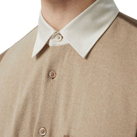Chemise en soie et laine mérinos à panneaux - Camel intense
