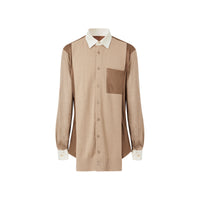 Chemise en soie et laine mérinos à panneaux - Camel intense
