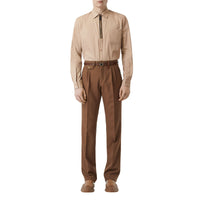 Chemise classique en sergé de coton avec zip - Fauve Doux