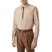 Chemise classique en sergé de coton avec zip - Fauve Doux