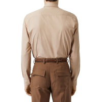 Chemise classique en sergé de coton avec zip - Fauve Doux