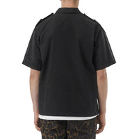 Chemise à manches courtes en coton avec imprimé montage - Noir