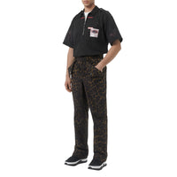 Chemise à manches courtes en coton avec imprimé montage - Noir