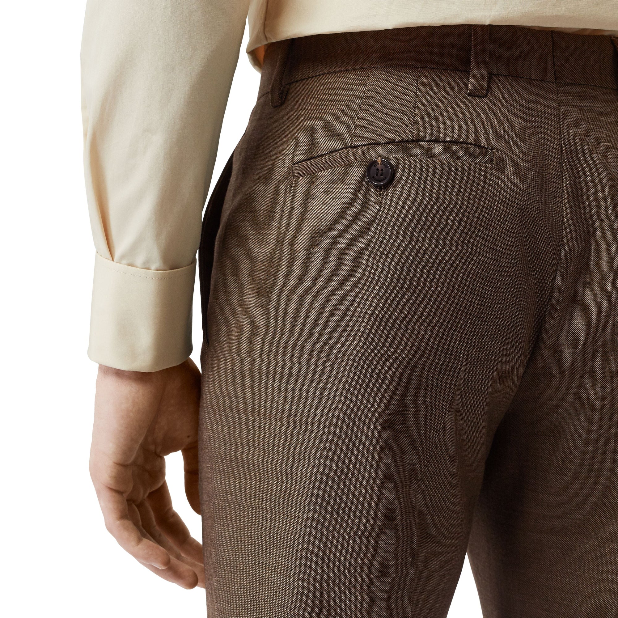 Pantalon de costume en laine peau de requin - Brun Intense
