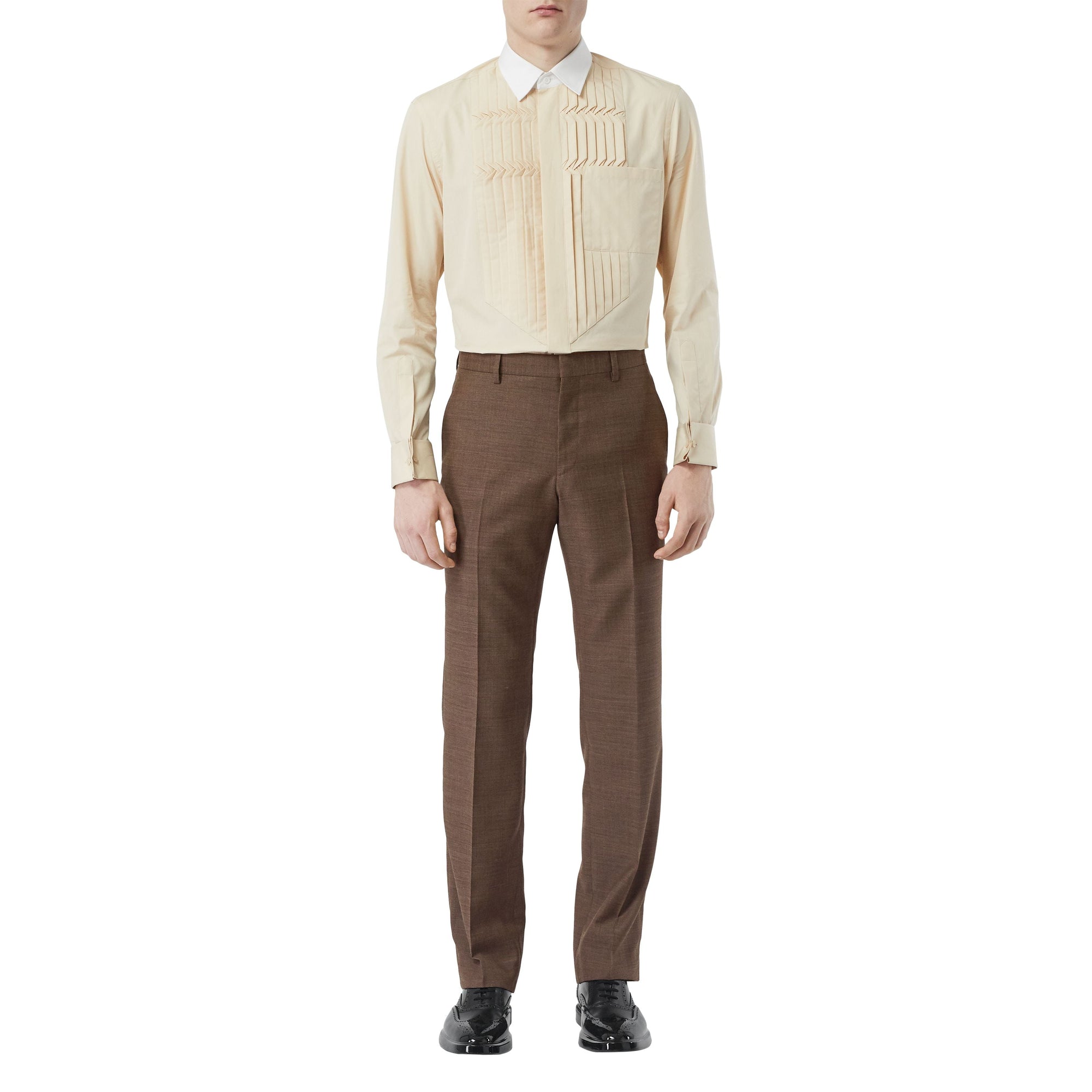 Pantalon de costume en laine peau de requin - Brun Intense