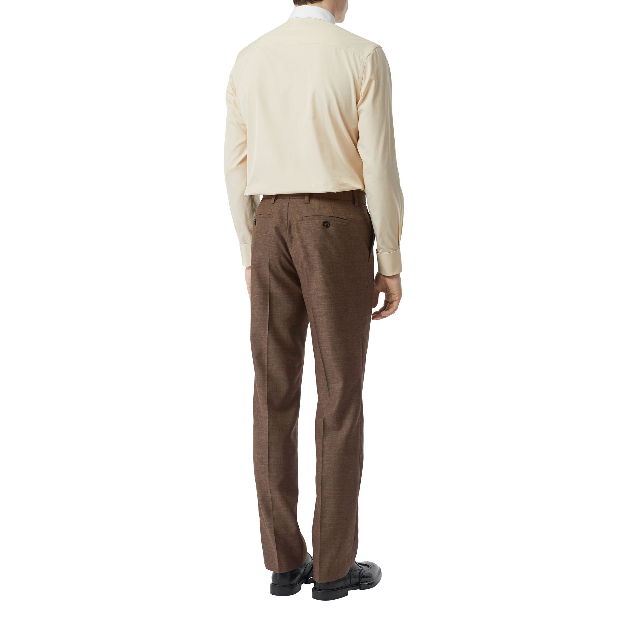 Pantalon de costume en laine peau de requin - Brun intense