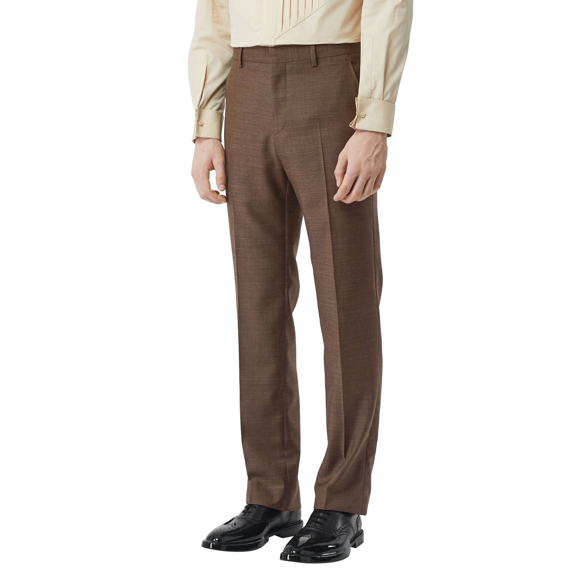DEEP BROWN Pantalon de costume en laine peau de requin