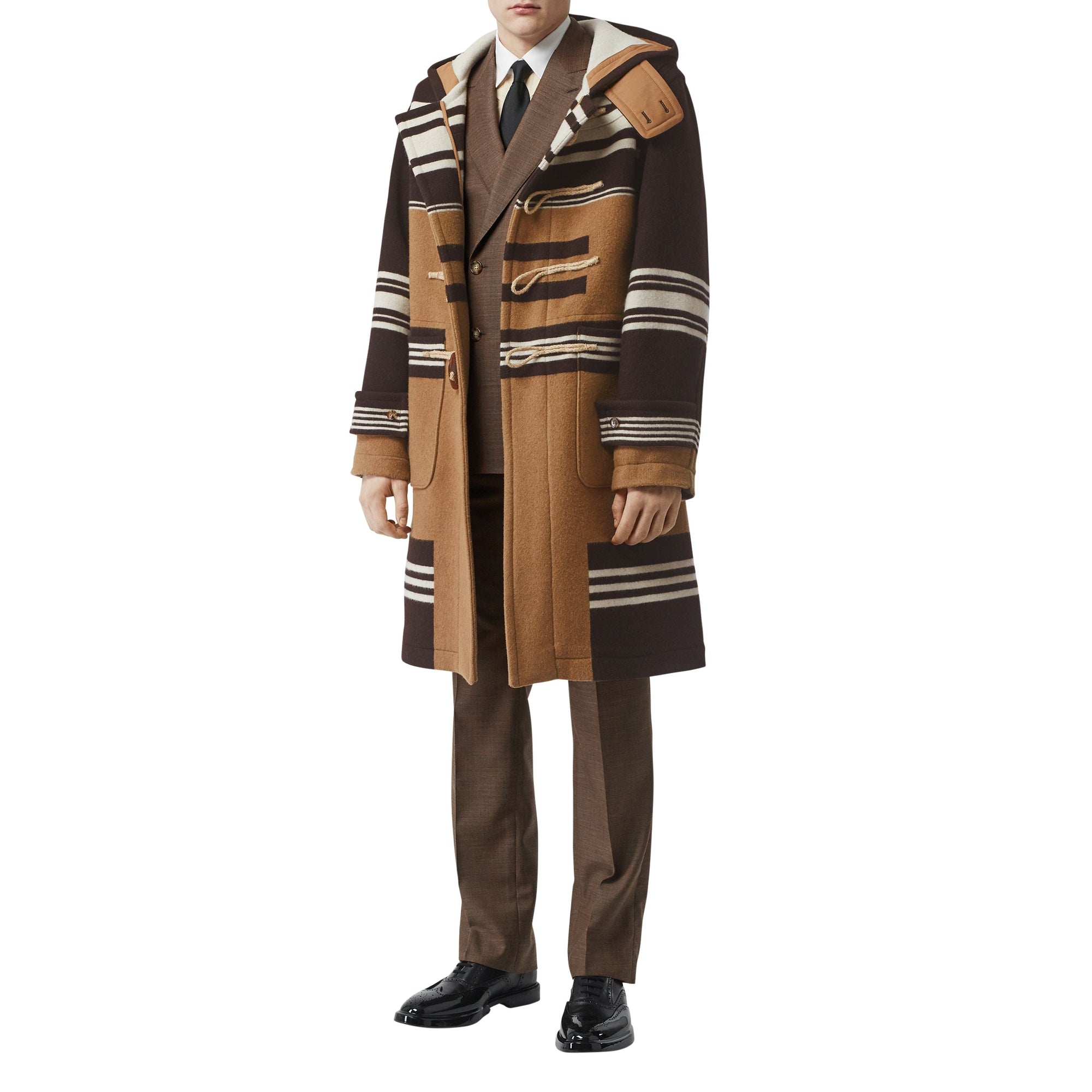 DEEP BROWN Pantalon de costume en laine peau de requin