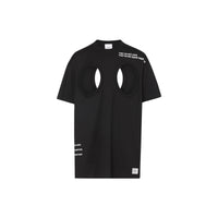 T-shirt oversize en coton à imprimé montage avec découpes - Noir
