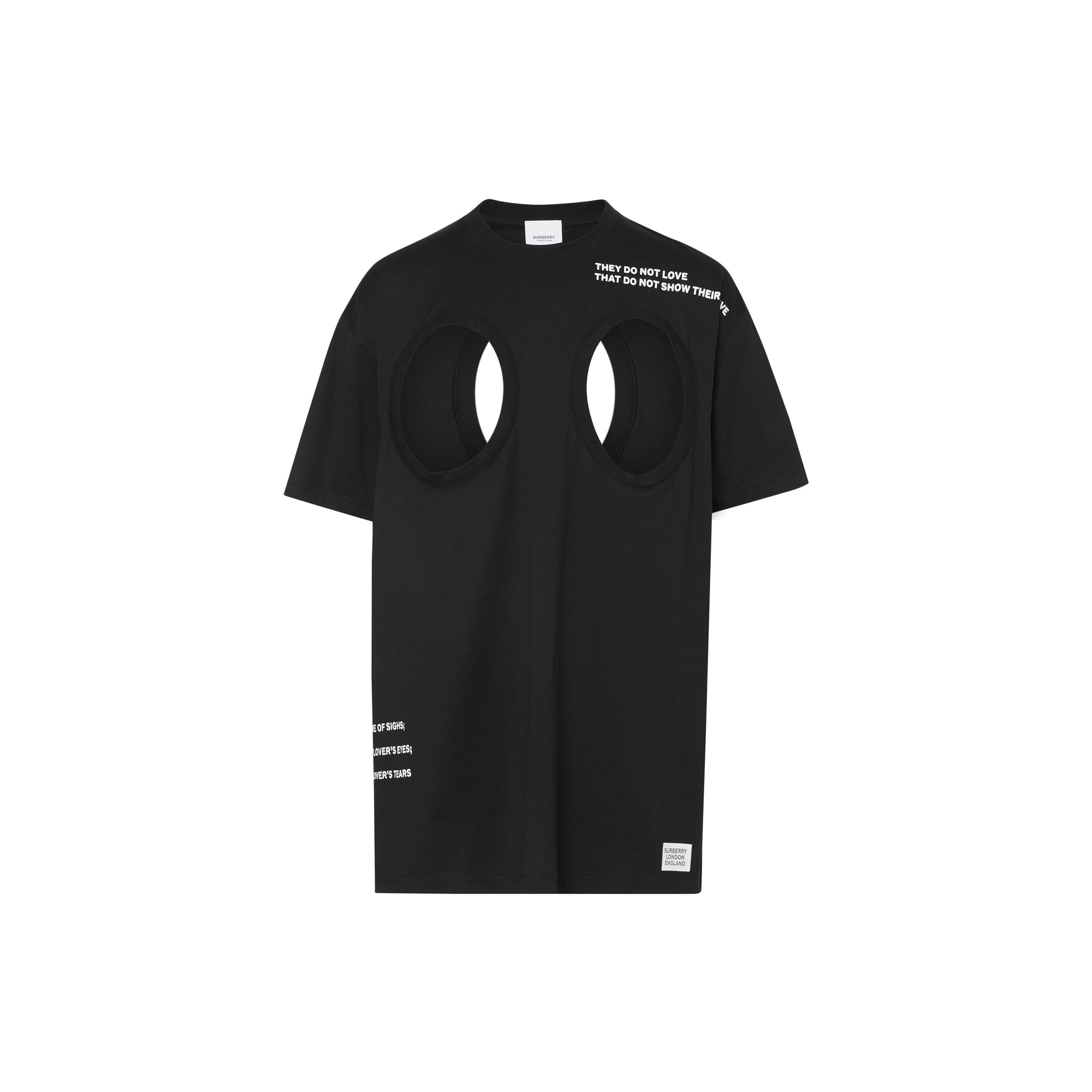 T-shirt oversize en coton à imprimé montage avec découpes - Noir