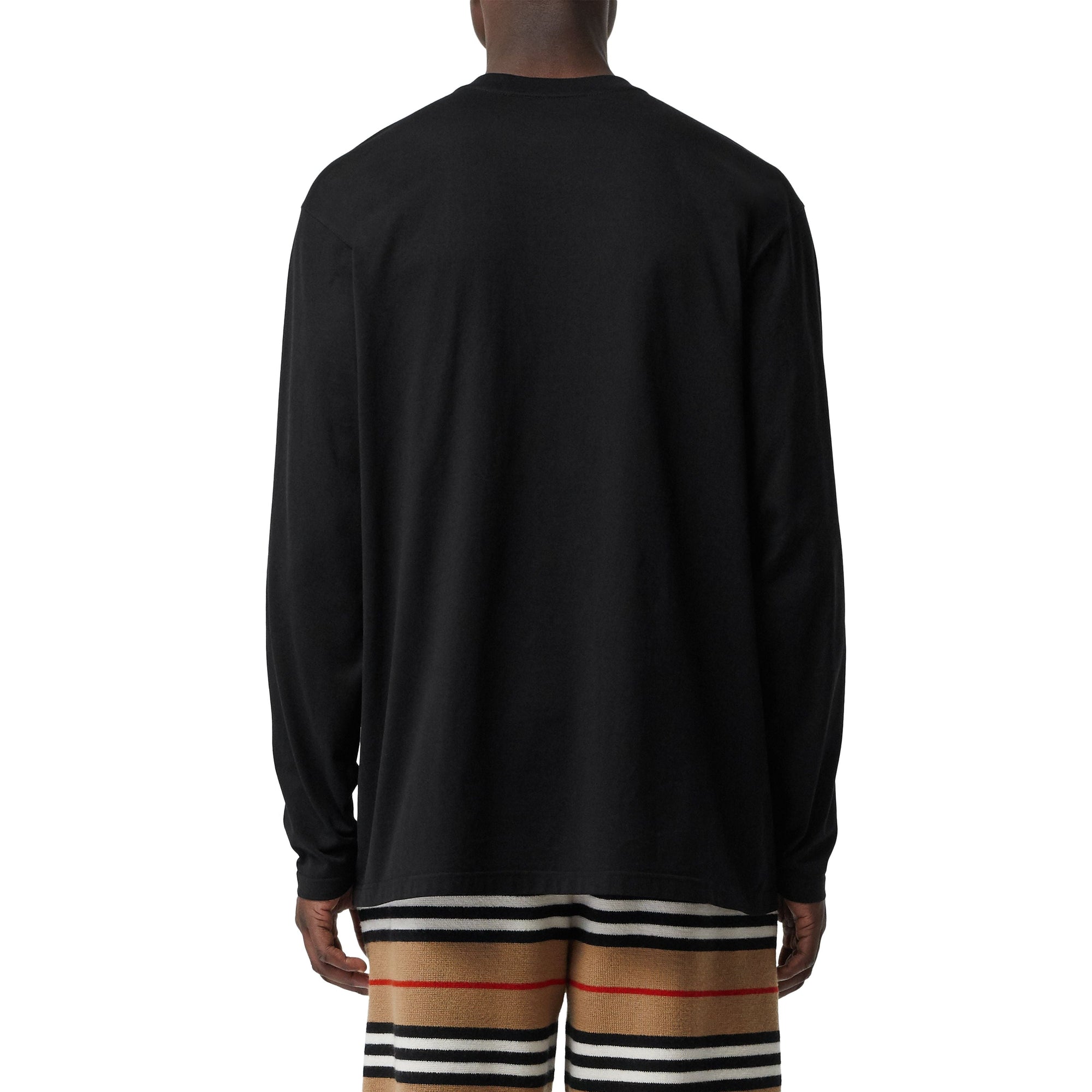 Haut oversize en coton à imprimé montage avec découpes - Noir