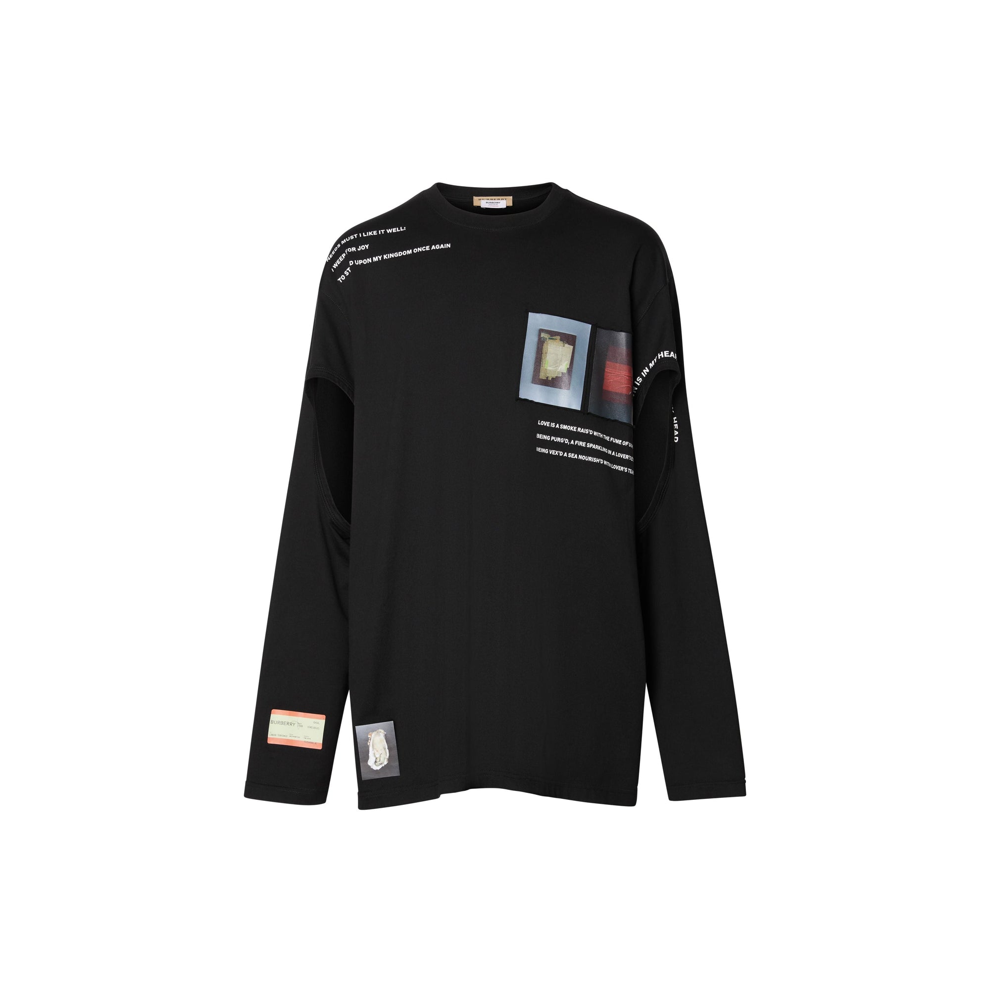Haut oversize en coton à imprimé montage avec découpes - Noir
