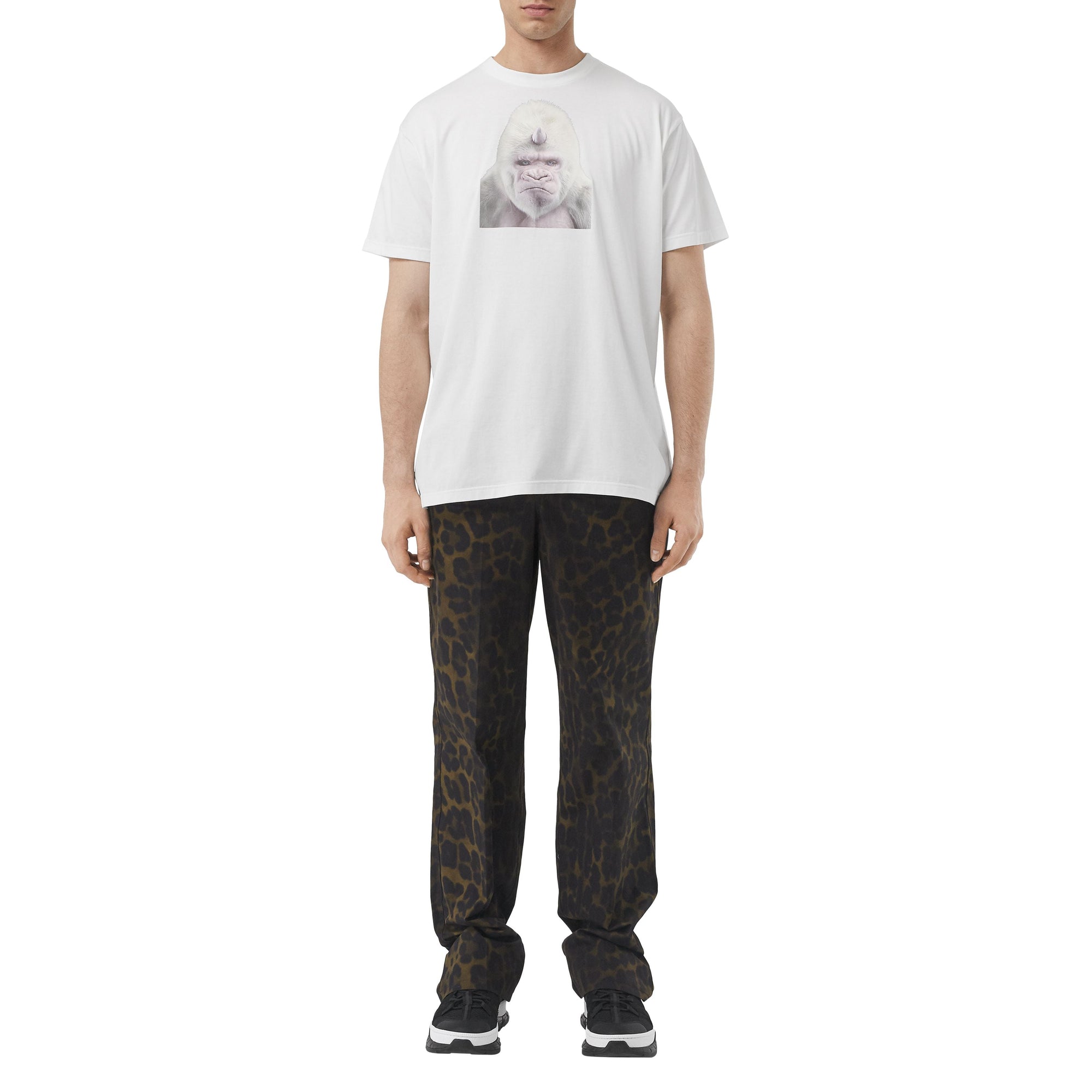 OPTIC WHITE T-shirt en coton avec imprimé gorille