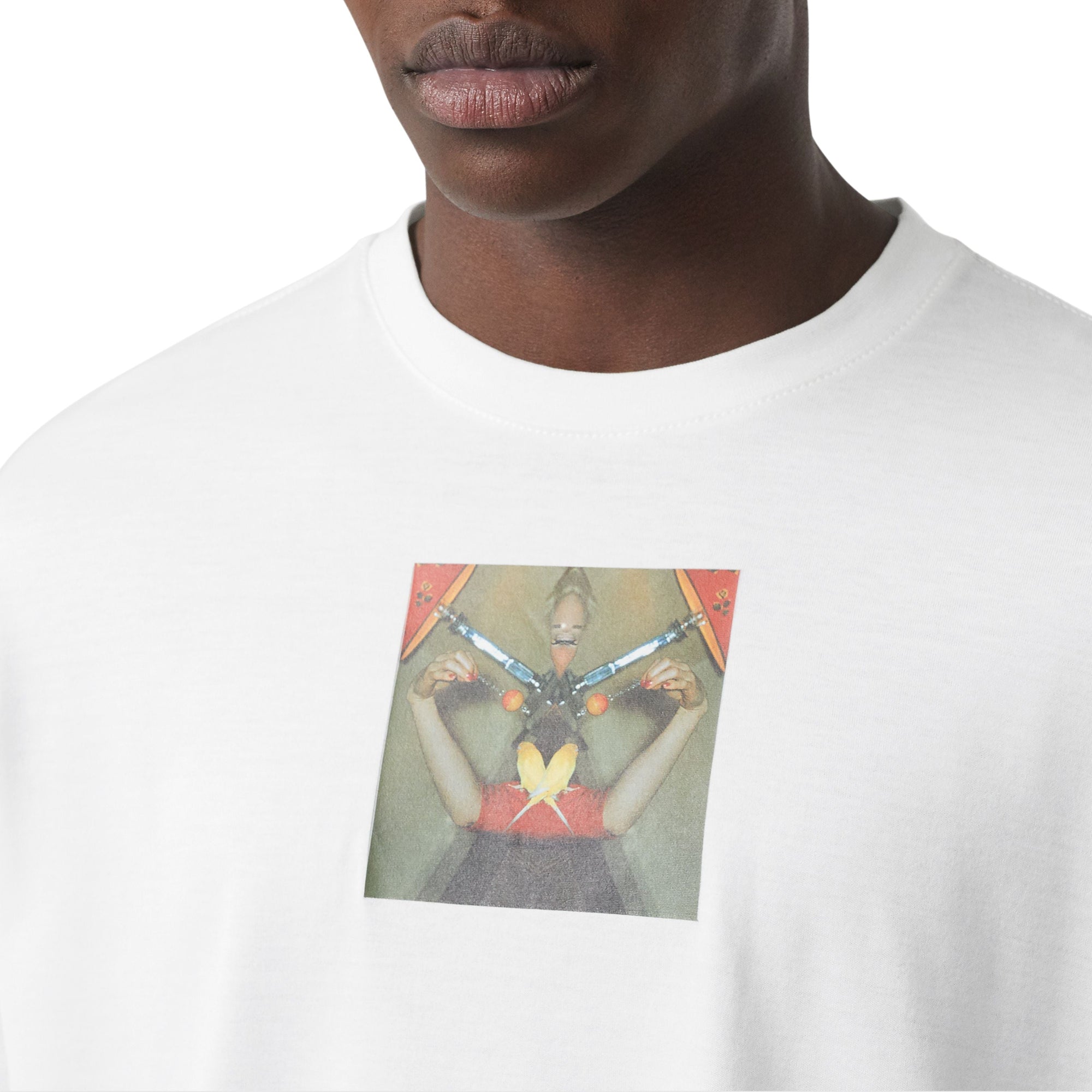 T-shirt en coton avec imprimé montage - Blanc Optique